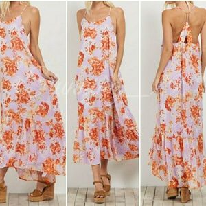 🆕LILAC FLORAL PRINT RUFFLE HEM MAXI DRESS